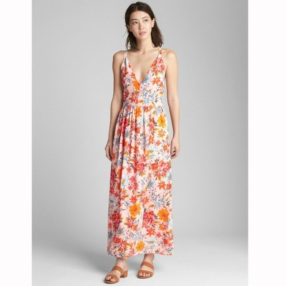 GAP Dresses Gap Floral Vneck Maxi Sun Dress Size 8 Poshmark
